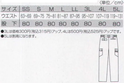 タカヤ商事 TU-9711 ワンタックカーゴパンツ その一着は、企業のエコ政策に貢献しているか。リサイクル商品。 優れた撥水・撥油機能で快適ワーク。 ソフトな国産裏綿素材にANTI-SOIL(防汚加工)を施し、ストレッチ性もある新シリーズ。あらゆる職場で活躍します。 【ANTI-SOIL】汚れを弾いて寄せ付けない＋ついても落ちやすい。ANTI-SOILは、撥水・撥油性能の働きが付着物を弾いて玉にすることで汚れを防ぎます。また、玉がつぶれて生地に浸透した場合にも、洗濯で落ちやすいのが特徴です。作業現場での汚れ(オイル汚れ、塗料など)から、コーヒー・醤油など日常の汚れまで、あらゆる汚れに対応します。※使用環境により防汚性は若干異なります。 サイズ／スペック