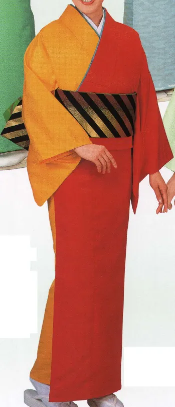 踊り衣装・着物 きもの 氏原 1413 ツートン綸光色無地着尺 版印（反物） 祭り用品jp