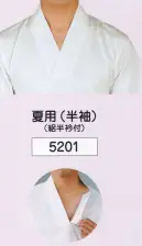 氏原 5201 天竺綿Tシャツ半襦袢 夏用(半袖) 白衣・作務衣用として着やすさバツグン。 高級天竺綿使用。Tシャツ半襦袢。Tシャツに和装衿を取り付けた神職・僧侶向けの肌着。●着くずれしにくい。左右の打ち合わせが無いため、着くずれしにくい構造です。●簡単お手入れ。洗濯機で洗濯できる素材と縫製方法を作用しております。●オールシーズン対応。盛夏用から冬用まで豊富な素材の製品をご用意しました。衿元スッキリ着くずれせず！マジックテープで衿元調節可能！！マジックテープが重なる位置により、胸元の開き具合が調整できます。※この商品はご注文後のキャンセル、返品及び交換は出来ませんのでご注意下さい。※なお、この商品のお支払方法は、先振込（代金引換以外）にて承り、ご入金確認後の手配となります。