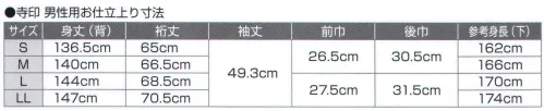 氏原 5207 神官用衣装 寺印(男性用) ※この商品はご注文後のキャンセル、返品及び交換は出来ませんのでご注意下さい。※なお、この商品のお支払方法は、先振込（代金引換以外）にて承り、ご入金確認後の手配となります。 サイズ／スペック