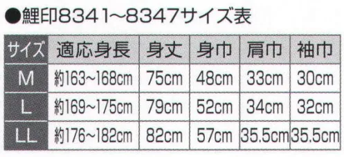 氏原 8344 鯉口シャツ 鯉印 ※この商品はご注文後のキャンセル、返品及び交換は出来ませんのでご注意下さい。※なお、この商品のお支払方法は、先振込（代金引換以外）にて承り、ご入金確認後の手配となります。 サイズ／スペック