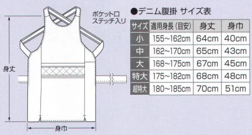 氏原 8602 デニム腹掛 デ印 デニムで祭りを楽しもう製品洗い加工をしていますので洗いざらしのソフトな風合いに仕上げております。※この商品はご注文後のキャンセル、返品及び交換は出来ませんのでご注意下さい。※なお、この商品のお支払方法は、先振込（代金引換以外）にて承り、ご入金確認後の手配となります。 サイズ／スペック