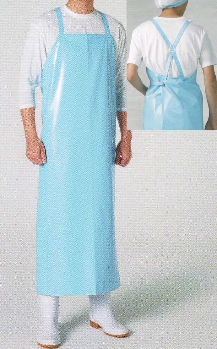 食品白衣jp マイティクロスエプロン 水産（ブルー） ワコウ E1009-1 