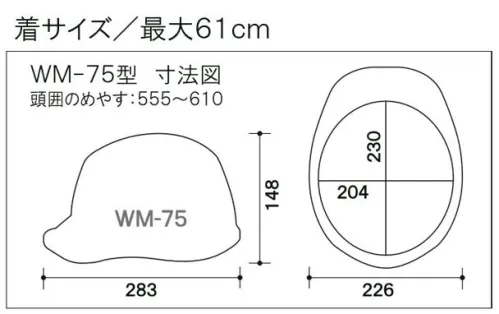 ワールドマスト　ヘルメット WM-75M WM-75M型ヘルメット エアロメッシュ(通気孔なし) WM-75M型ヘルメット●墜落時保護作業現場で墜落・転倒時の危険から頭部を保護します。●飛来落下物用飛来物や落下物などの危険を防止・軽減するためのヘルメットです。破片が飛んできたり、頭に物が落ちてきた場合でも安全性を高めます。●ラチェット式しっかりと顎ひもを固定でき、取外しは片手で簡単に。●電気用頭部関電の危険を防止します。電気設備工事に適しています。※ご注文の際は、通気孔なし/通気孔付き/ヒートバリア/エアロメッシュの記載にご注意をお願いいたします。※この商品はご注文後のキャンセル、返品及び交換が出来ませんのでご注意くださいませ。※なお、この商品のお支払方法は、先払いのみにて承り、ご入金確認後の手配となります。 サイズ／スペック