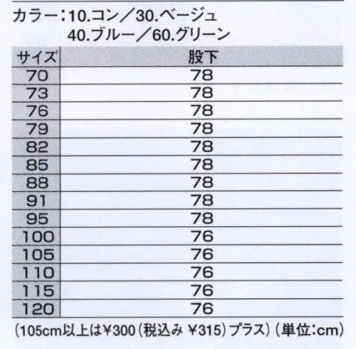 ジーベック 1120 ワンタックスラックス 水や油を弾き、ストレッチ性によりスムーズな動きをサポート。 サイズ／スペック