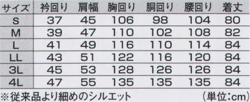 ジーベック 15054 半袖クレリック 地球にも、働くあなたにも、毎日洗濯する方にもやさしい。細めの仕上げでスタイリッシュなニューシルエット。 ●スマートなシルエット 従来品よりすっきりした細めの仕上げでスタイリッシュなニューシルエットです。 ●立体的で美しい衿 適度な高さがあり、スッキリと立つ美しい衿仕立て。ノーネクタイでも格好良く決まります。 ●選べる衿のデザイン イタリア系カジュアル感覚のデュエボットーニ、トラッド派のボタンダウン、清潔感のあるクレリックなど、衿はお好みで選べます。 ●形態安定加工 シワや型崩れになりにくく、洗濯後のお手入れが簡単な形態安定加工。毎日の洗い替えもラクです。 ●充実のラインナップ 9柄の半袖・長袖の中から、お好みのデザインやカラーが選べ、サイズも豊富にS～4Lサイズを取り揃えました。※在庫がなくなり次第、サイズ表より胸囲-2cm、ウエスト-2cm、腰回り-2cm、アームホール-1cmに変更します。 サイズ／スペック