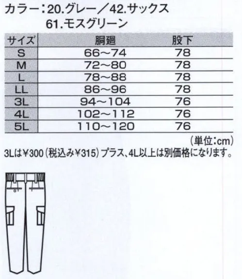 ジーベック 1506 ツータックラットズボン 通気性が良く、程良くシャリ感のある”エコドライ”を使用。清涼感溢れる涼しい開襟スタイルです。 サイズ／スペック