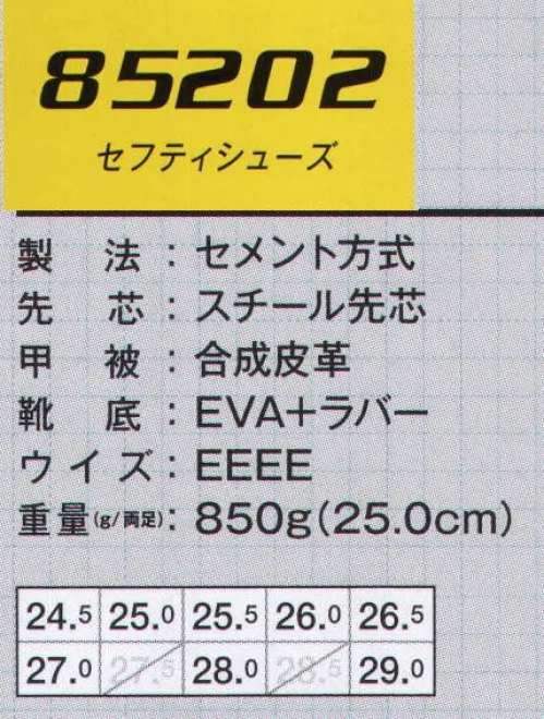 ジーベック 85202 セフティシューズ 静電気帯電防止機能付き高機能ローカットモデル。ローカットながらハードな現場にも対応できるセフティシューズに、静電気帯電防止機能を加えて、静電気を嫌う職場にも活躍の場を広げています。黒地に映えるカラーステッチがデザイン性を高めています。靴底の色は全色共通。かかとはステッチと同色ラインをアレンジしています。 サイズ／スペック