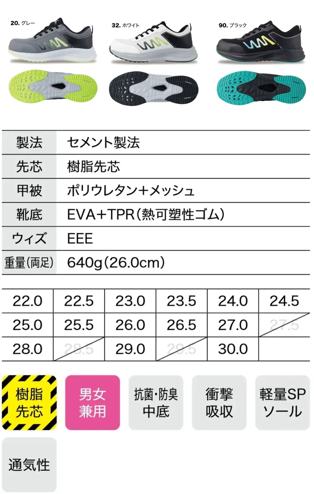 ジーベック 85419 セーフティーシューズ サイズ・スペック