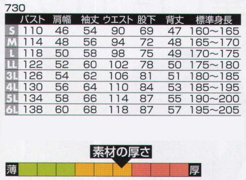 ヤマタカ 730 ツナギ服 コットン100％ツイルの日本素材。※綿製品につき、洗濯時の縮み・色落ちにご注意ください。※「1 ブルー」は販売を終了いたしました。 サイズ／スペック