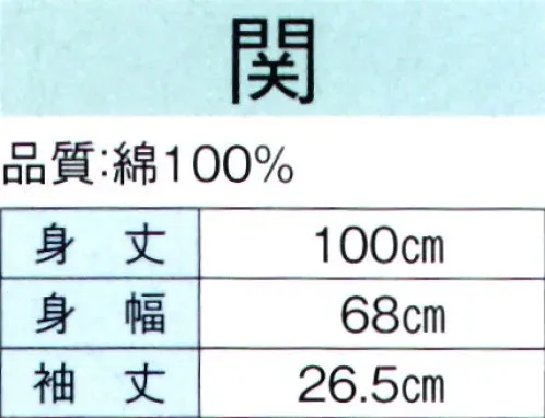 東京ゆかた 60481 お祭長袢天 関印（反応染） 背縫い・肩当て付き※この商品の旧品番は「20481」です。※この商品はご注文後のキャンセル、返品及び交換は出来ませんのでご注意下さい。※なお、この商品のお支払方法は、先振込（代金引換以外）にて承り、ご入金確認後の手配となります。 サイズ／スペック